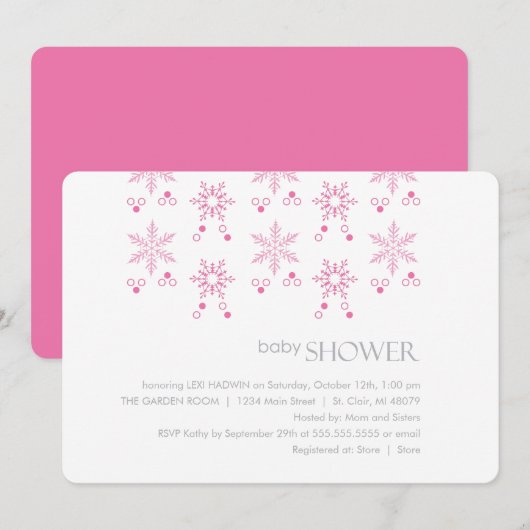 Winter Baby shower Uitnodiging  | Meisje (Voorkant / Achterkant)