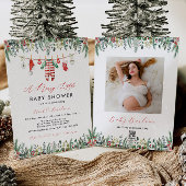 Winter Baby shower uitnodiging met foto achterkant
