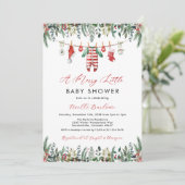 Winter Baby shower uitnodiging met foto achterkant (Staand voorkant)