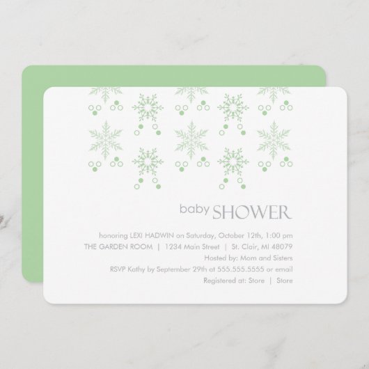 Winter Baby shower Uitnodiging  | Neutraal (Voorkant / Achterkant)