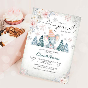 Winter Baby Shower Uitnodiging Olifant Uitnodiging