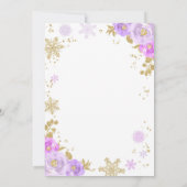 Winter Baby shower Uitnodiging Paars en goud (Achterkant)