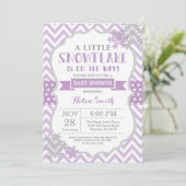 Winter Baby shower Uitnodiging Paars Snowflake (Staand voorkant)