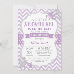 Winter Baby shower Uitnodiging Paars Snowflake