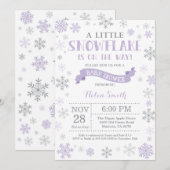 Winter Baby shower Uitnodiging Paars Snowflake (Voorkant / Achterkant)