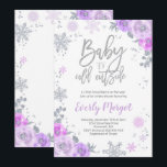 Winter Baby shower Uitnodiging Paarse en zilveren<br><div class="desc">Uitnodiging voor het Winter Baby shower. Alle design zijn © PIXEL PERFECTION PARTY LTD</div>