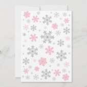 Winter Baby shower Uitnodiging roze Snowflake (Achterkant)
