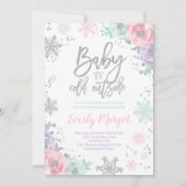 Winter Baby shower Uitnodiging Roze Zilver Glitter (Voorkant)