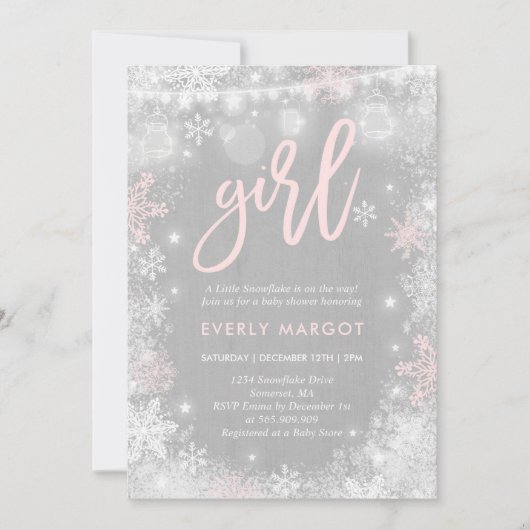 Winter Baby shower Uitnodiging Rustic Winter Showe (Voorkant)