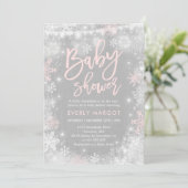 Winter Baby shower Uitnodiging Rustieke Winterdouc (Staand voorkant)