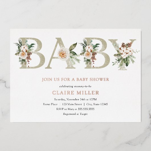Winter Baby shower — Uitnodiging tot Folie (Voorkant)