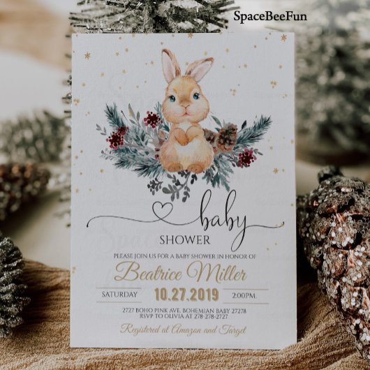 Winter baby shower uitnodiging Woodland animal