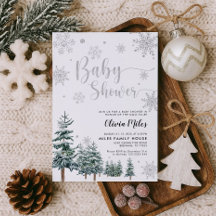Winter Baby shower-uitnodiging zilverglitter