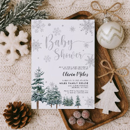 Winter Baby shower-uitnodiging zilverglitter Kaart