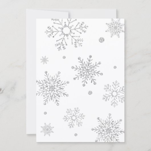 Winter Baby shower-uitnodiging zilverglitter Kaart (Achterkant)