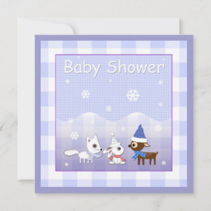 Winter Baby Shower-uitnodigingen Fox Bunny Deer Kaart