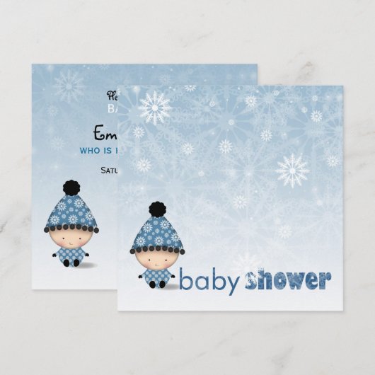 Winter Baby Shower Uitnodigingen Sneeuwvlokken en (Voorkant / Achterkant)