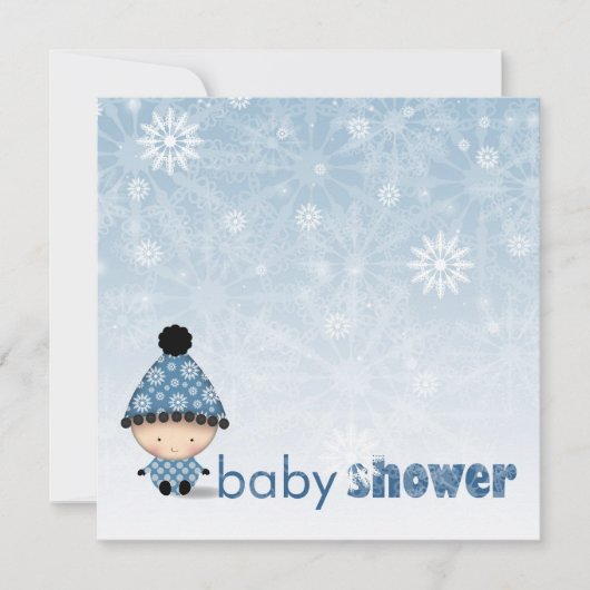Winter Baby Shower Uitnodigingen Sneeuwvlokken en (Voorkant)