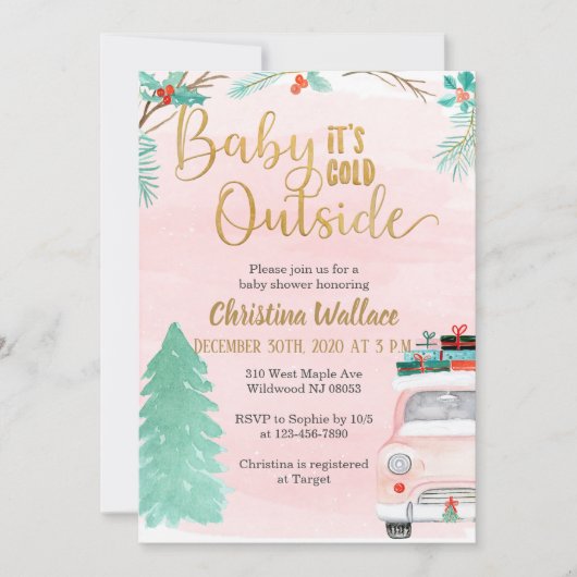 Winter Baby Shower-uitnodigingen voor meisjes Kaart (Voorkant)