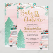 Winter Baby Shower-uitnodigingen voor meisjes Kaart (Voorkant / Achterkant)
