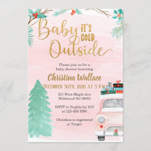 Winter Baby Shower-uitnodigingen voor meisjes Kaart