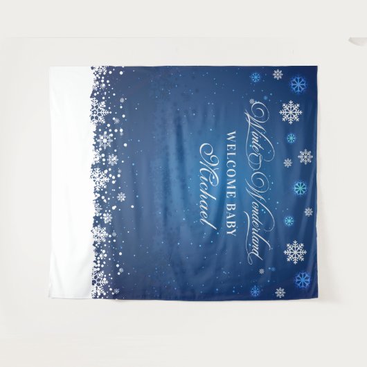 Winter Baby Shower Welcome Baby banner backdrop Wandkleed (Voorkant (horizontaal))