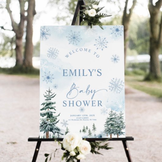 Winter Baby shower Welcome Sign Poster