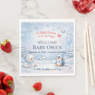 Winter Baby Shower Welkom Bord Sneeuwvlok Jongen Servet