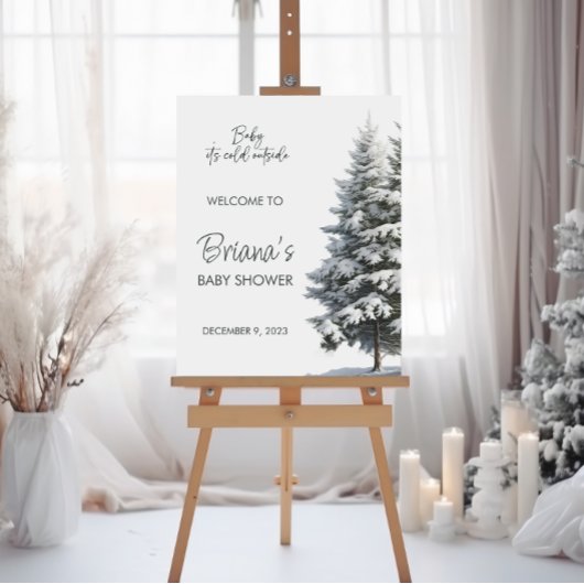Winter Baby shower Welkomstbord | Baby Het is koud Poster