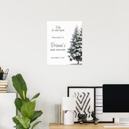 Winter Baby shower Welkomstbord | Baby Het is koud Poster (Thuiskantoor)