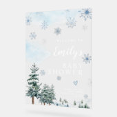 Winter Baby shower Welkomstbord, blauw Baby shower Acryl Bord (Hoek)