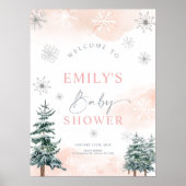Winter baby shower welkomstbord voor baby meisjes poster (Voorkant)