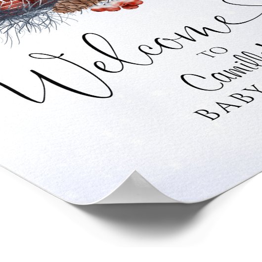 Winter Baby shower WelkomstPoster Poster (Hoek)