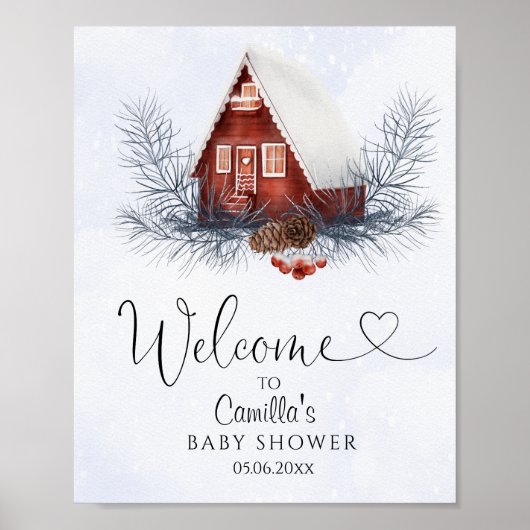 Winter Baby shower WelkomstPoster Poster (Voorkant)