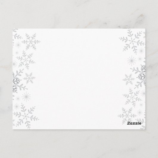 Winter Baby shower wenst zilveren sneeuwvlokken Briefkaart (Achterkant)