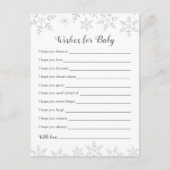 Winter Baby shower wenst zilveren sneeuwvlokken Briefkaart (Voorkant)