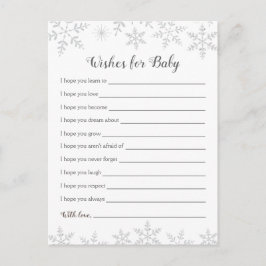 Winter Baby shower wenst zilveren sneeuwvlokken Briefkaart