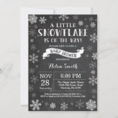 Winter Baby shower White Snowflake Chalkboard Kaart (Voorkant)