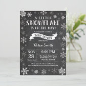 Winter Baby shower White Snowflake Chalkboard Kaart (Staand voorkant)