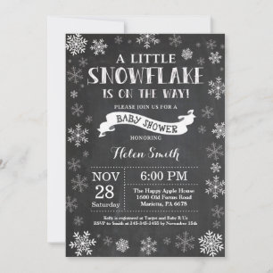 Winter Baby shower White Snowflake Chalkboard Kaart