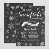 Winter Baby shower White Snowflake Krijtbord Kaart (Voorkant / Achterkant)