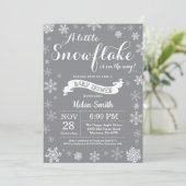 Winter Baby shower Witte en Grijze Sneeuwvlok Kaart (Staand voorkant)