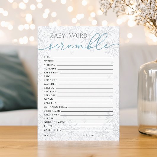 Winter Baby Shower Word Scramble Game Card Advieskaart