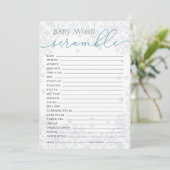 Winter Baby Shower Word Scramble Game Card Advieskaart (Staand voorkant)