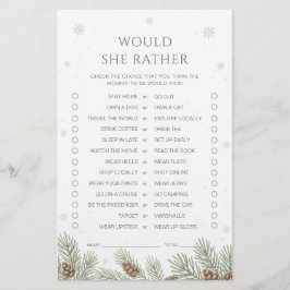 Winter Baby Shower Would She Rather Game