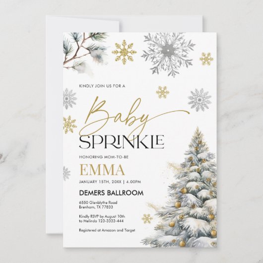 Winter Baby Sprinkle Invitation Kaart (Voorkant)