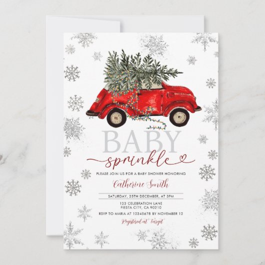 Winter Baby Sprinkle Red Card Christmas Kaart (Voorkant)