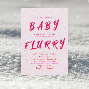 Winter Baby Sprinkle   Roze sneeuwvlaag Kaart