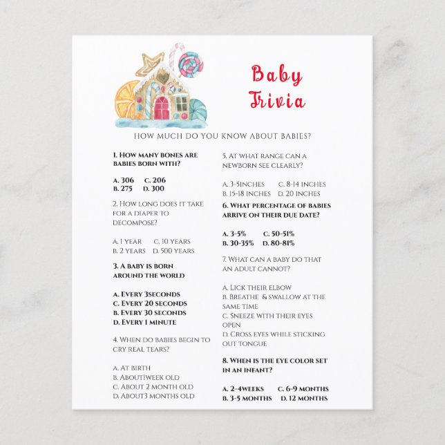 Winter Baby Trivia | Baby Shower Spel (Voorkant)