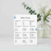 Winter baby trivia spel baby shower spel Kaart (Staand voorkant)
